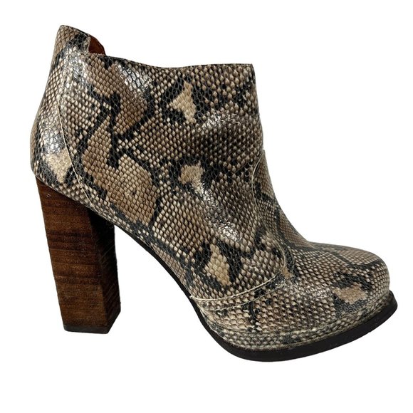Jeffrey Campbell Ibiza Desmond Leather Heeled Ankle Booties Snakeskin Size 8.5 - Picture 7 of 11